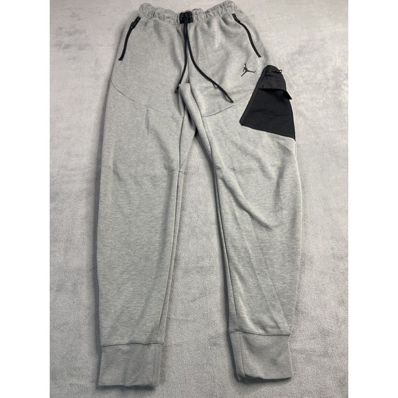Nike Air Jordan Sweatpants Joggers Men Small Gray Statement Fleece Cargo Jumpman - Picture 1 of 12